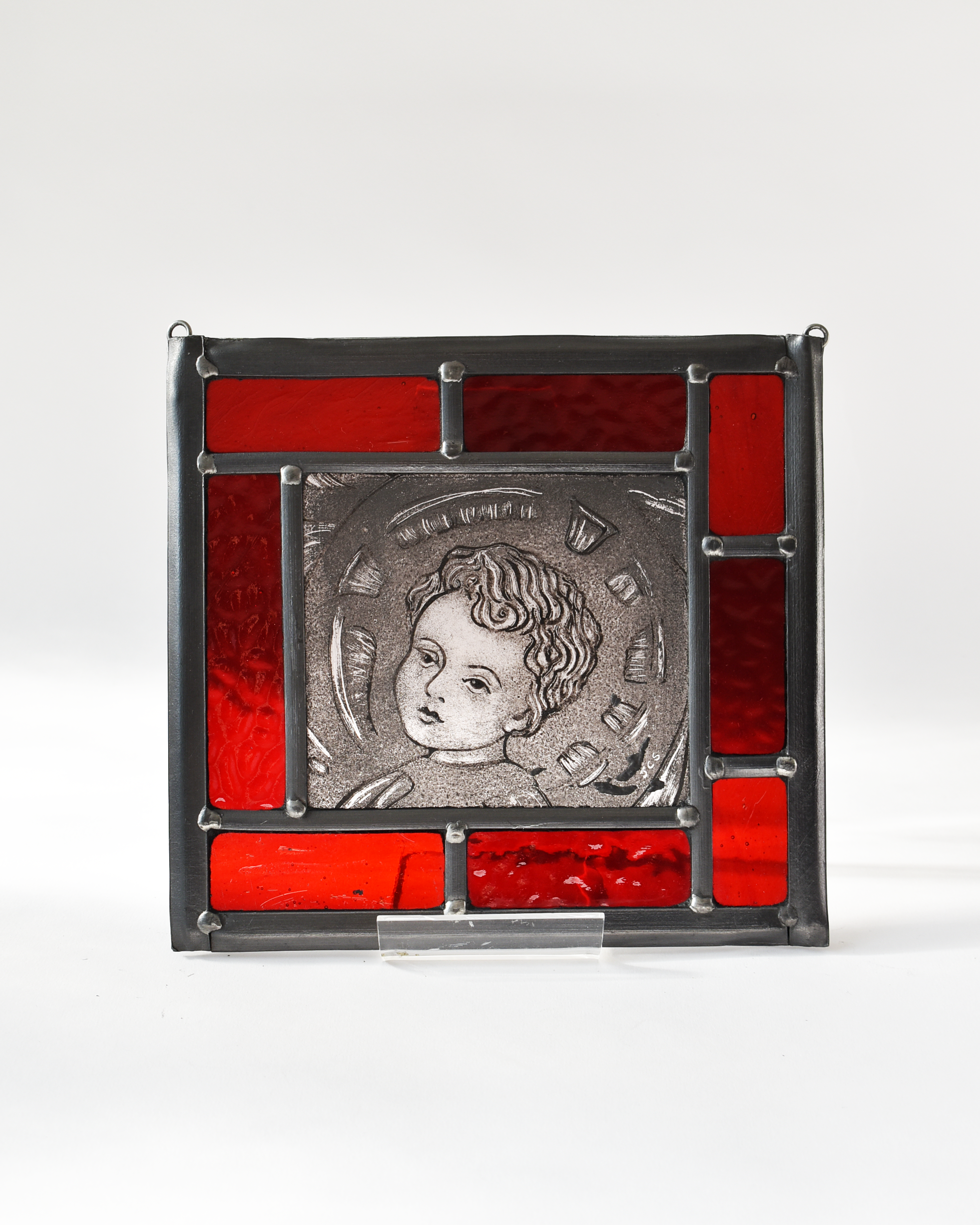 'Ruby Cherub' - Stained Glass Hanging Panel