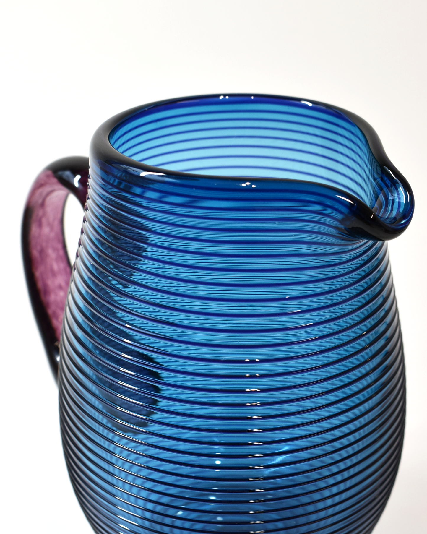 Royal Blue & Burgundy Venetian Glass Jug