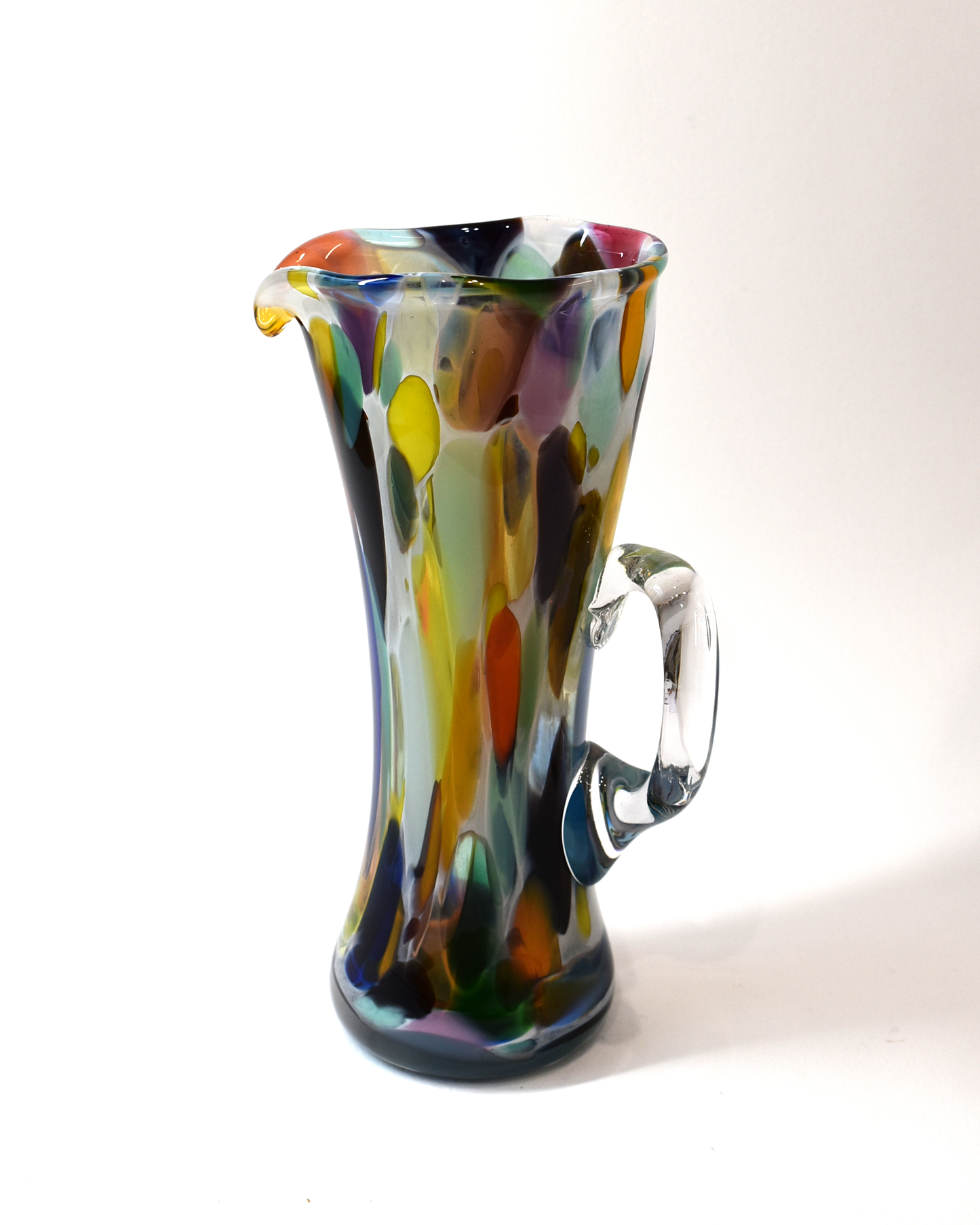 Colourful 'Top Heavy' Mouthblown Glass Jug