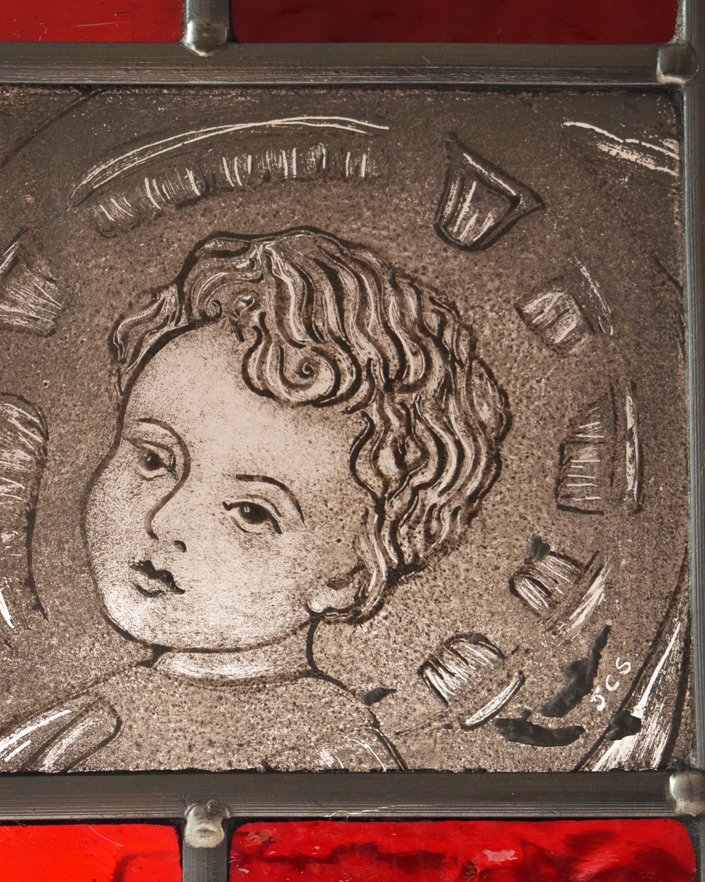 'Ruby Cherub' - Stained Glass Hanging Panel