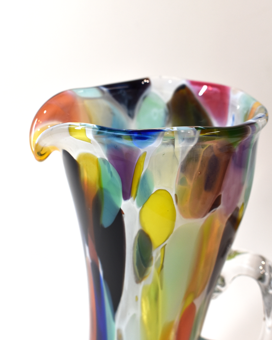 Colourful 'Top Heavy' Mouthblown Glass Jug