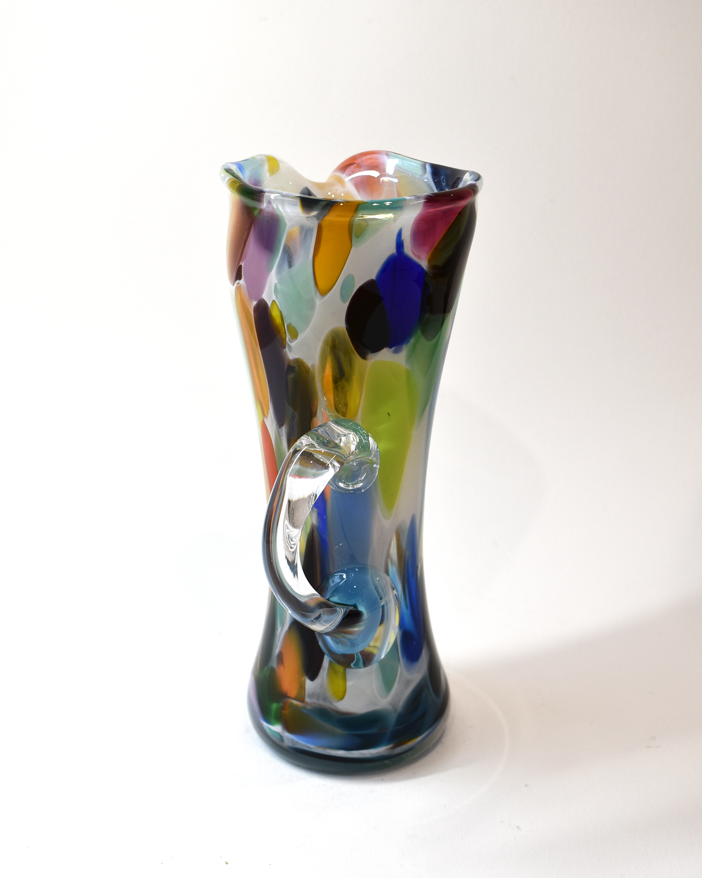 Colourful 'Top Heavy' Mouthblown Glass Jug