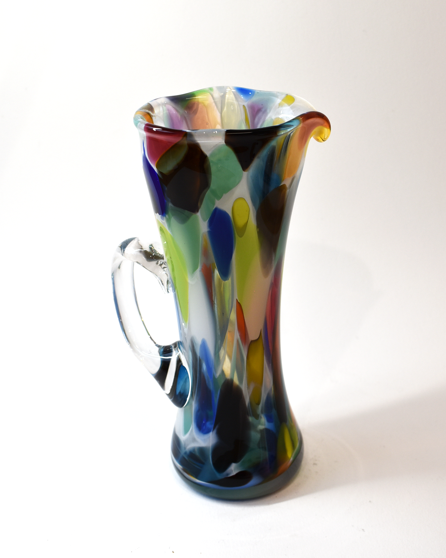 Colourful 'Top Heavy' Mouthblown Glass Jug