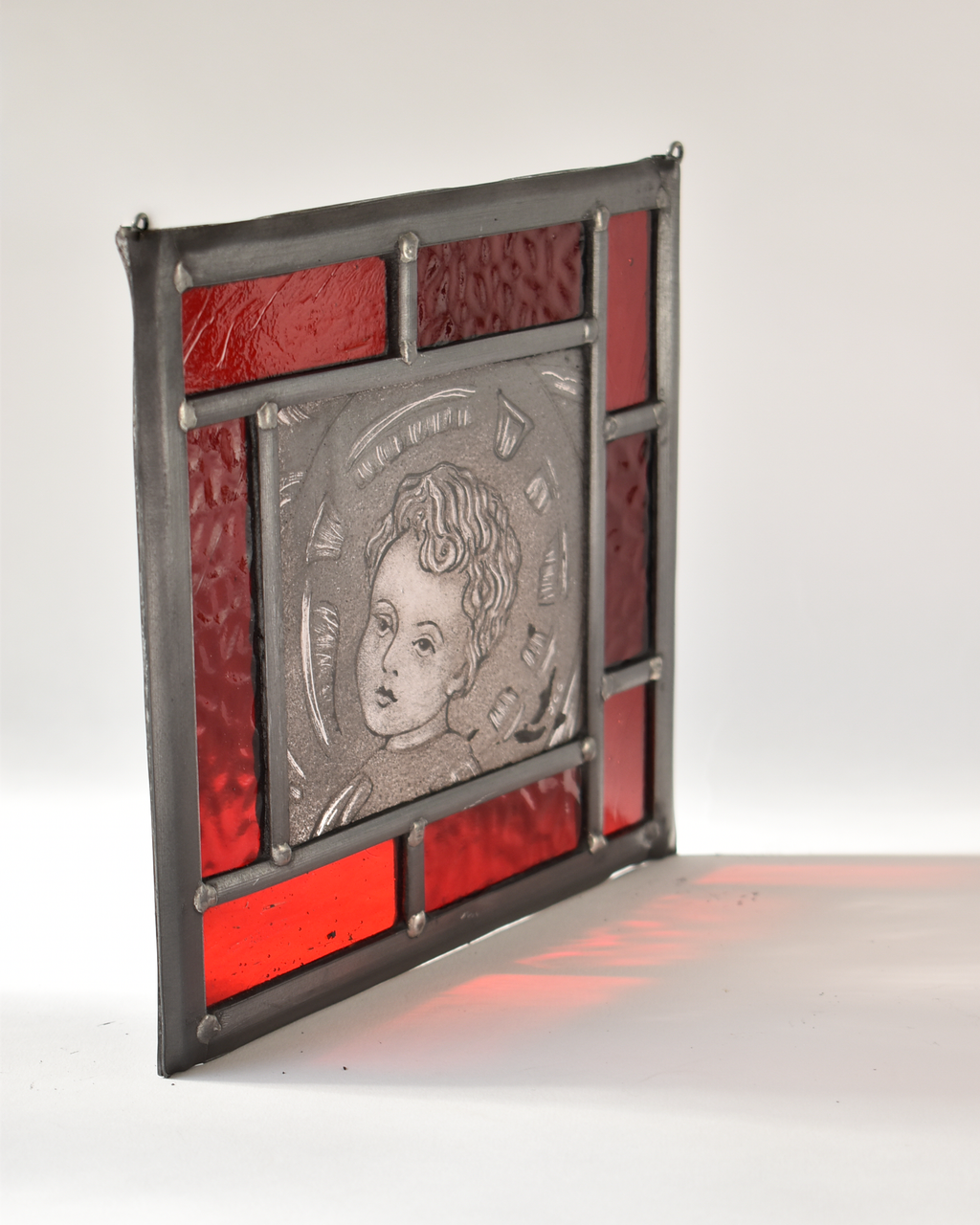 'Ruby Cherub' - Stained Glass Hanging Panel