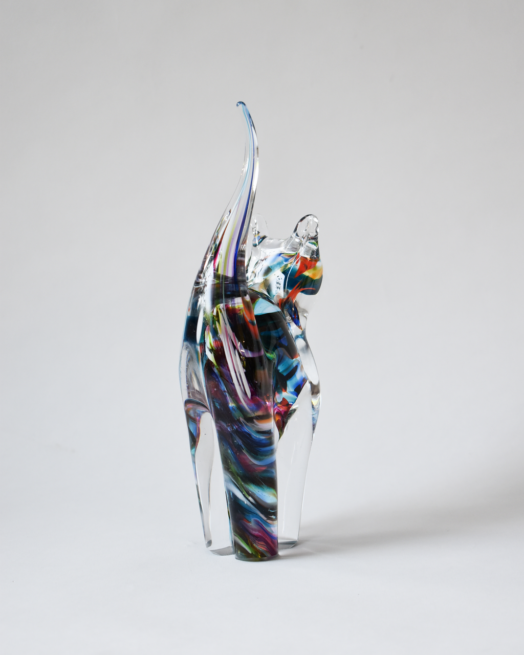 Bold Multicoloured Blown Glass Cat (M)