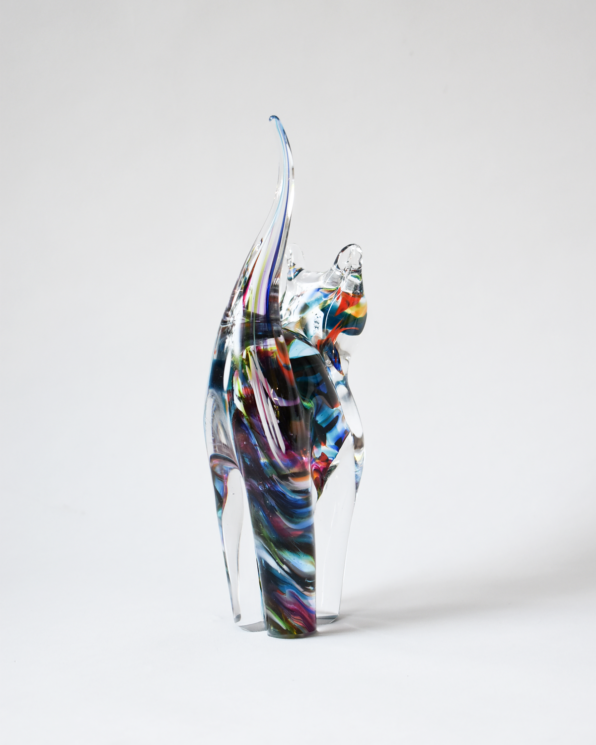 Bold Multicoloured Blown Glass Cat (M)