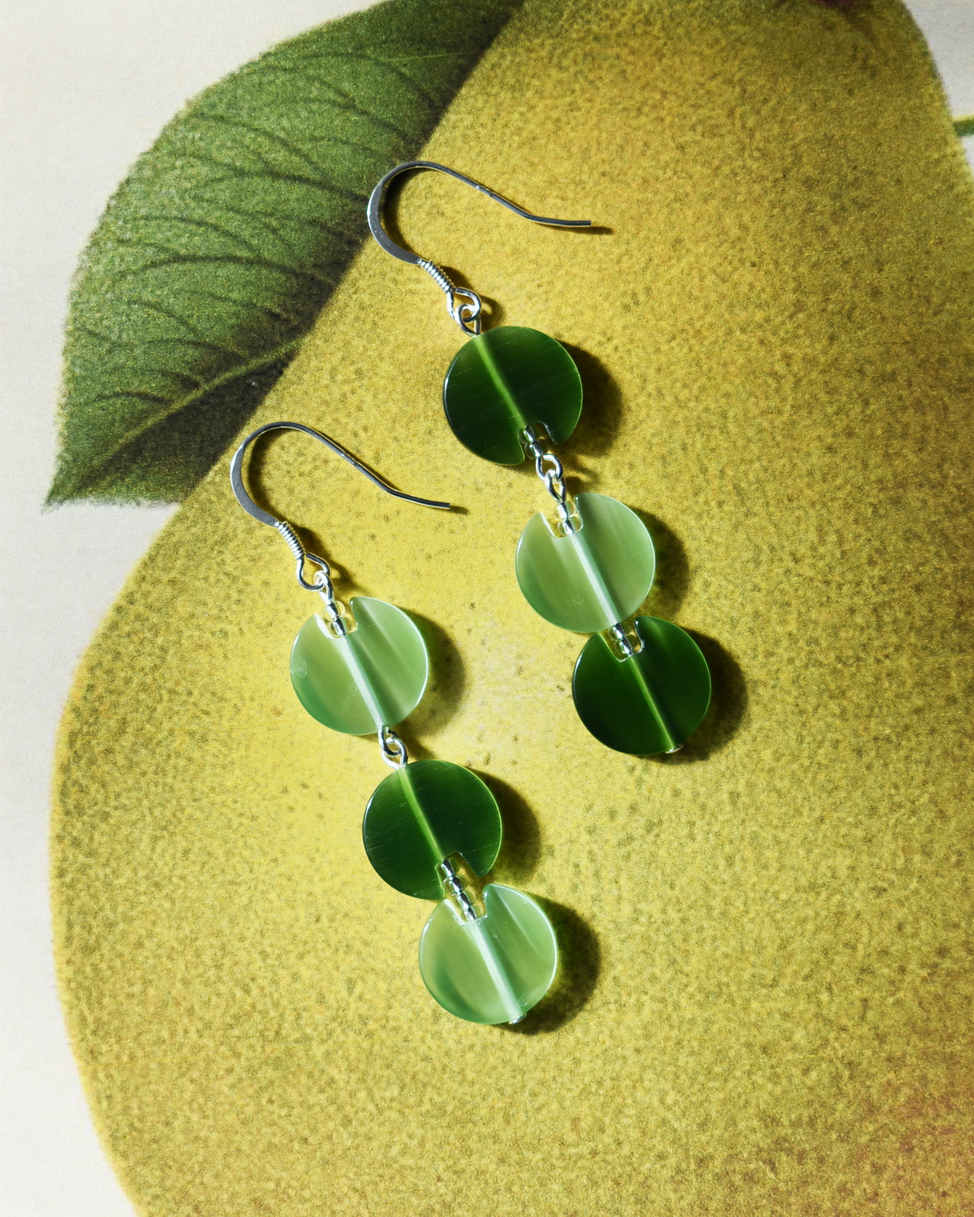 'Green Glass' Asymmetrical Earrings