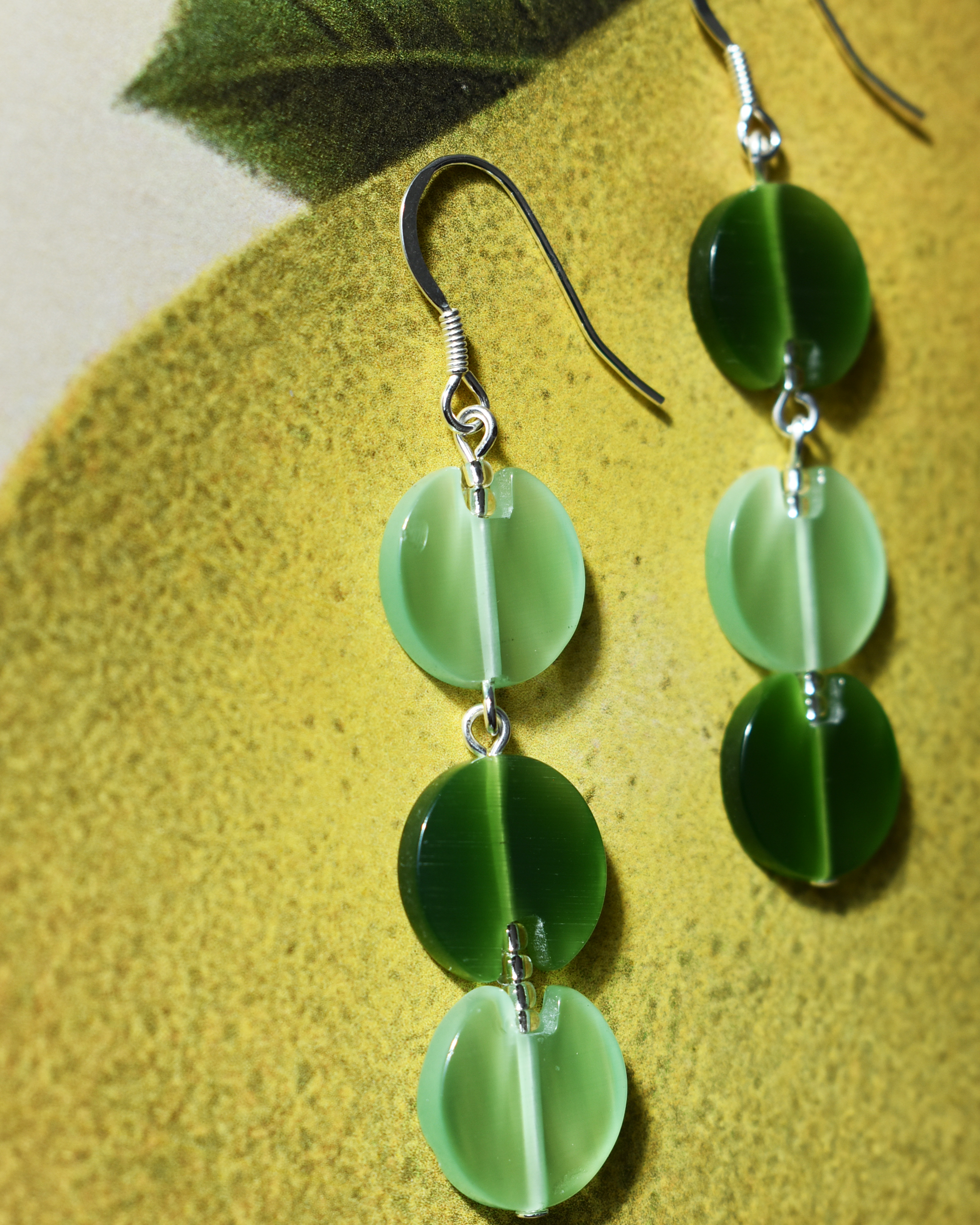 'Green Glass' Asymmetrical Earrings