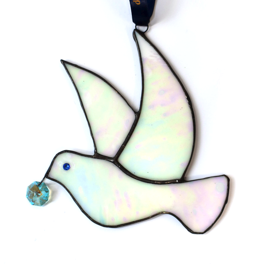 Copper Foil Iridescent Glass "Dove of Peace"