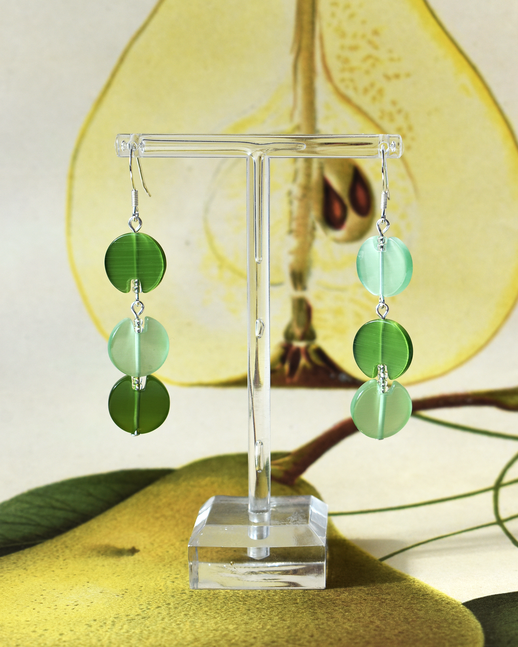 'Green Glass' Asymmetrical Earrings