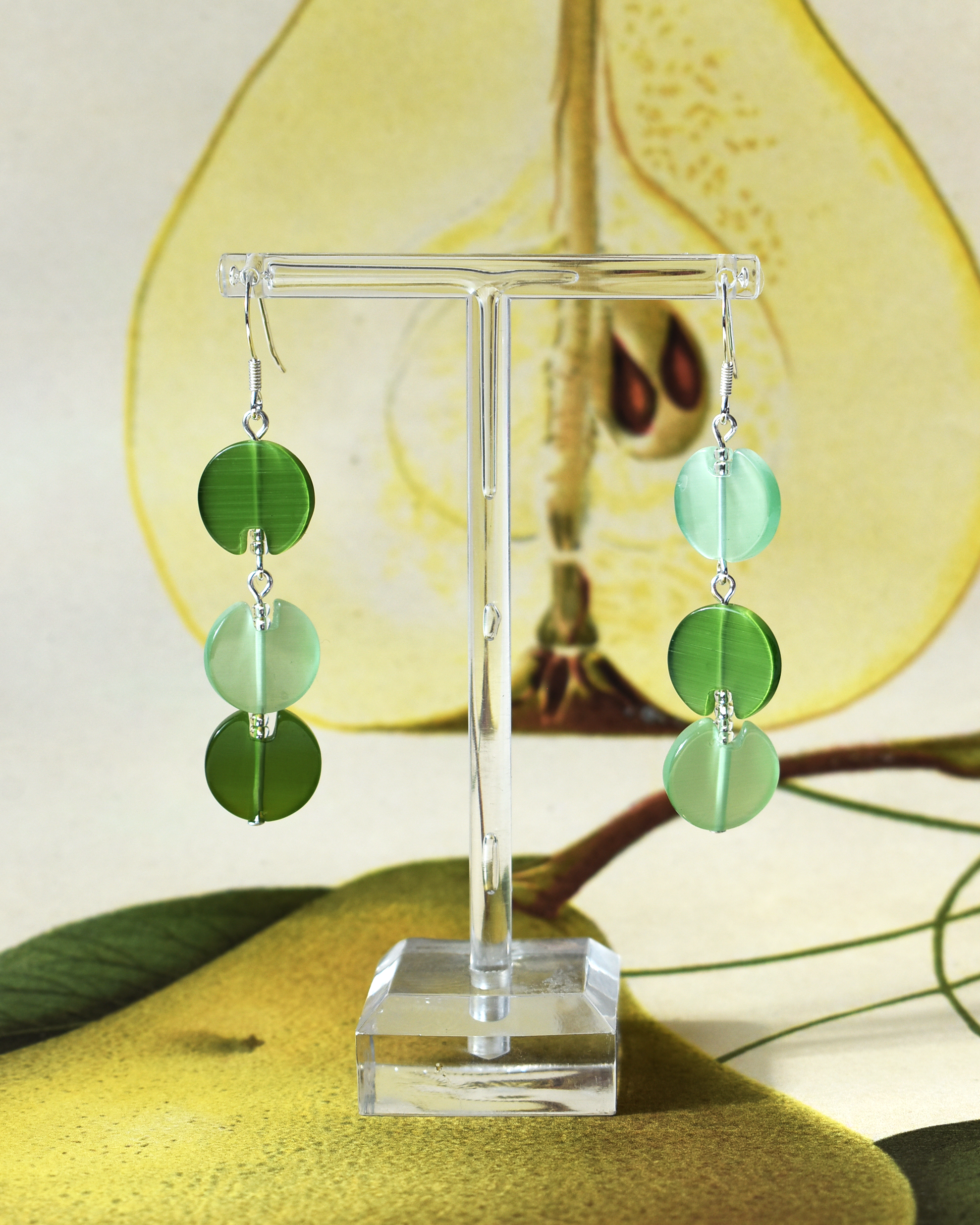 'Green Glass' Asymmetrical Earrings