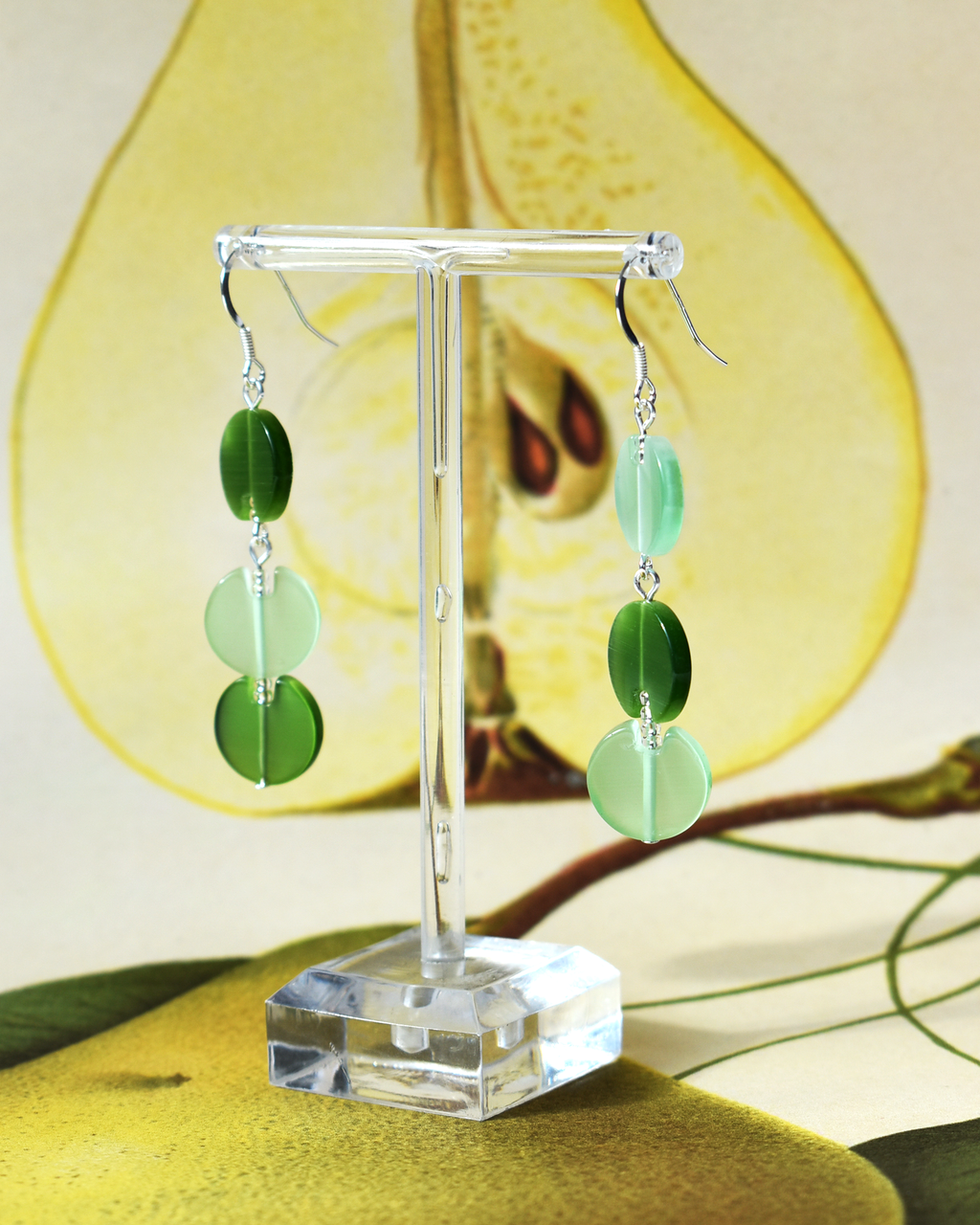 'Green Glass' Asymmetrical Earrings