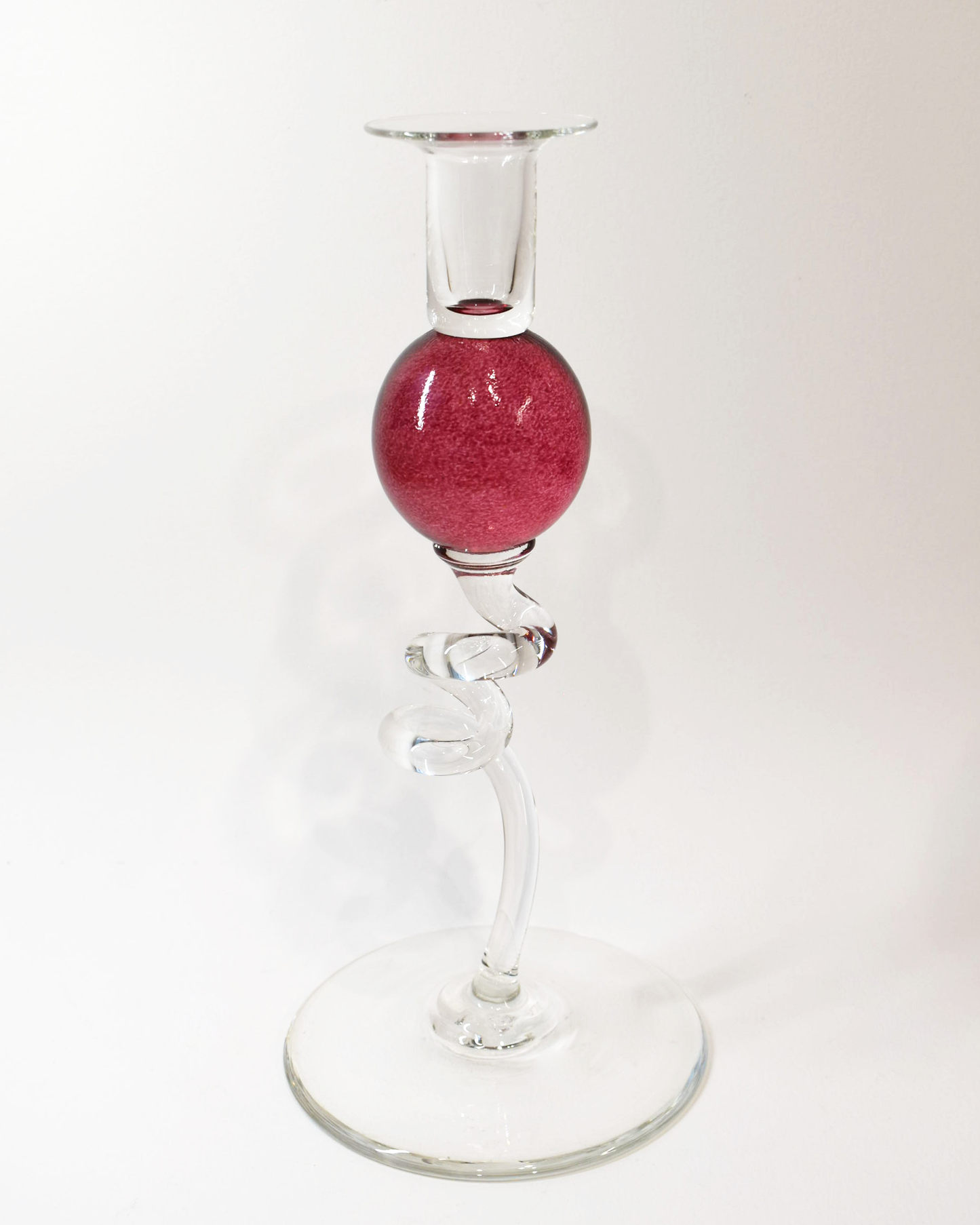 Cranberry Pink 'Colourball' Candlestick