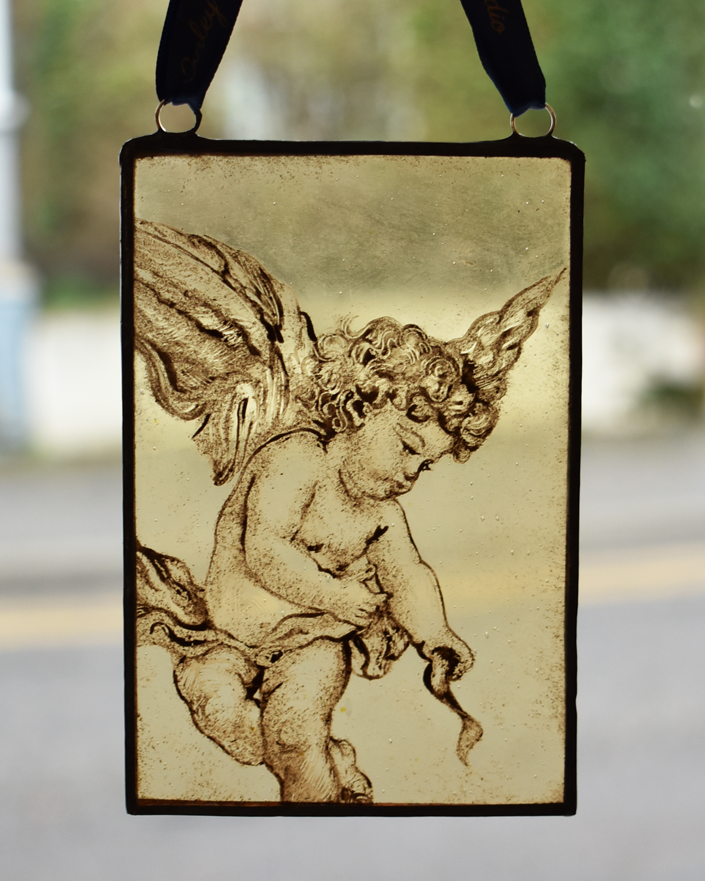 'Bonnie Cherub' - Small Stained Glass Hanging Panel