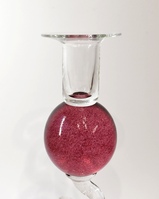 Cranberry Pink 'Colourball' Candlestick