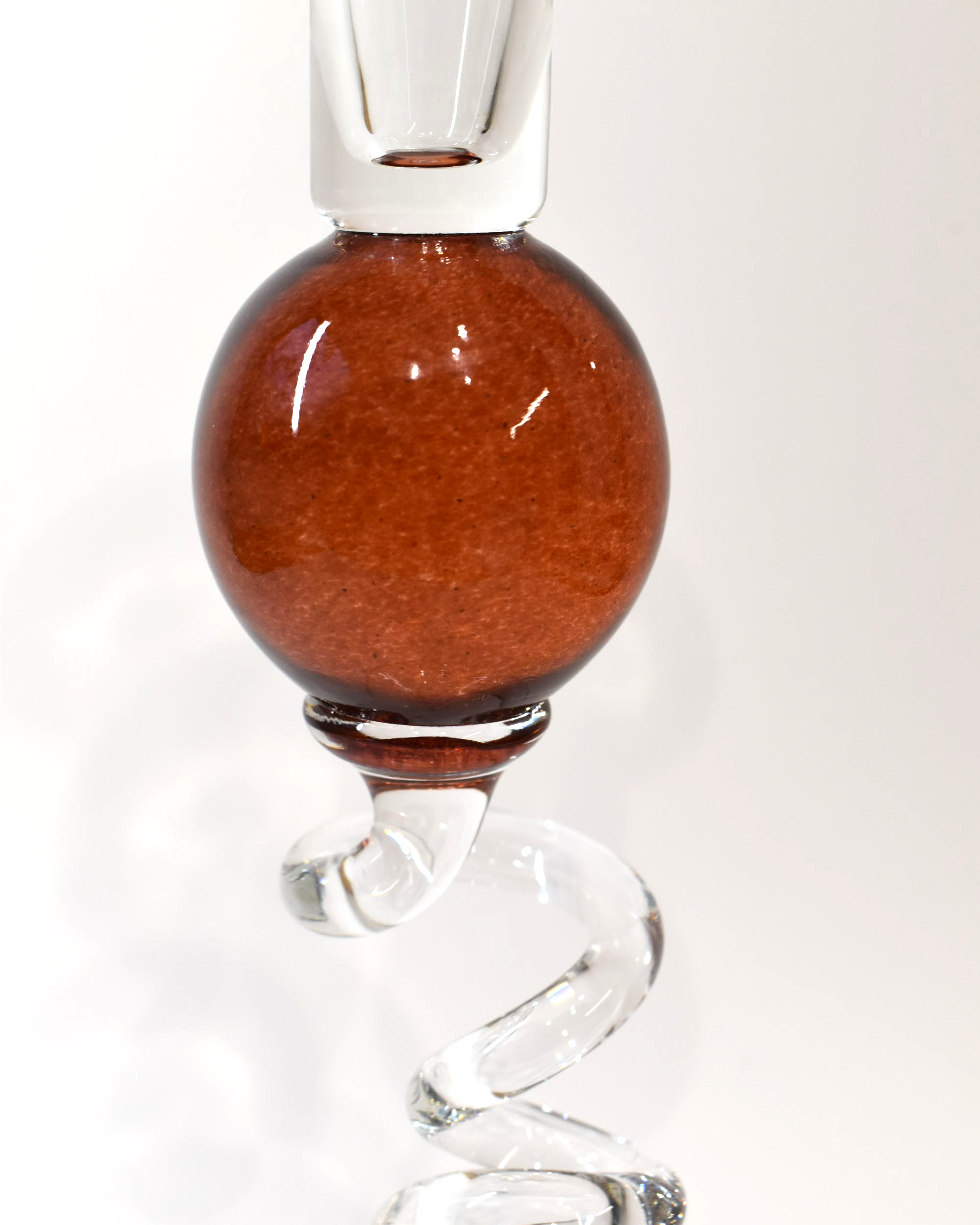 Russet Orange 'Colourball' Blown Glass Candlestick