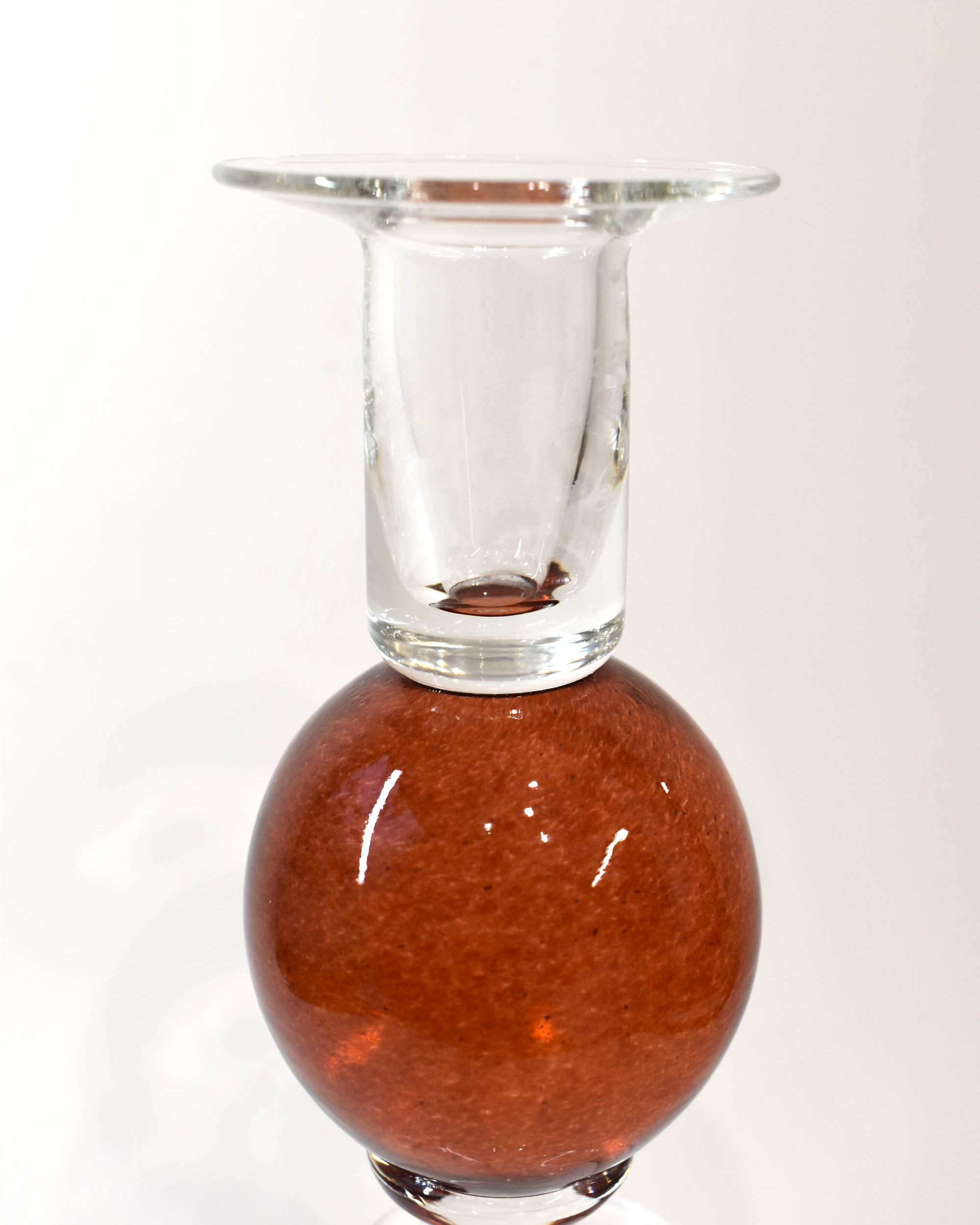 Russet Orange 'Colourball' Blown Glass Candlestick