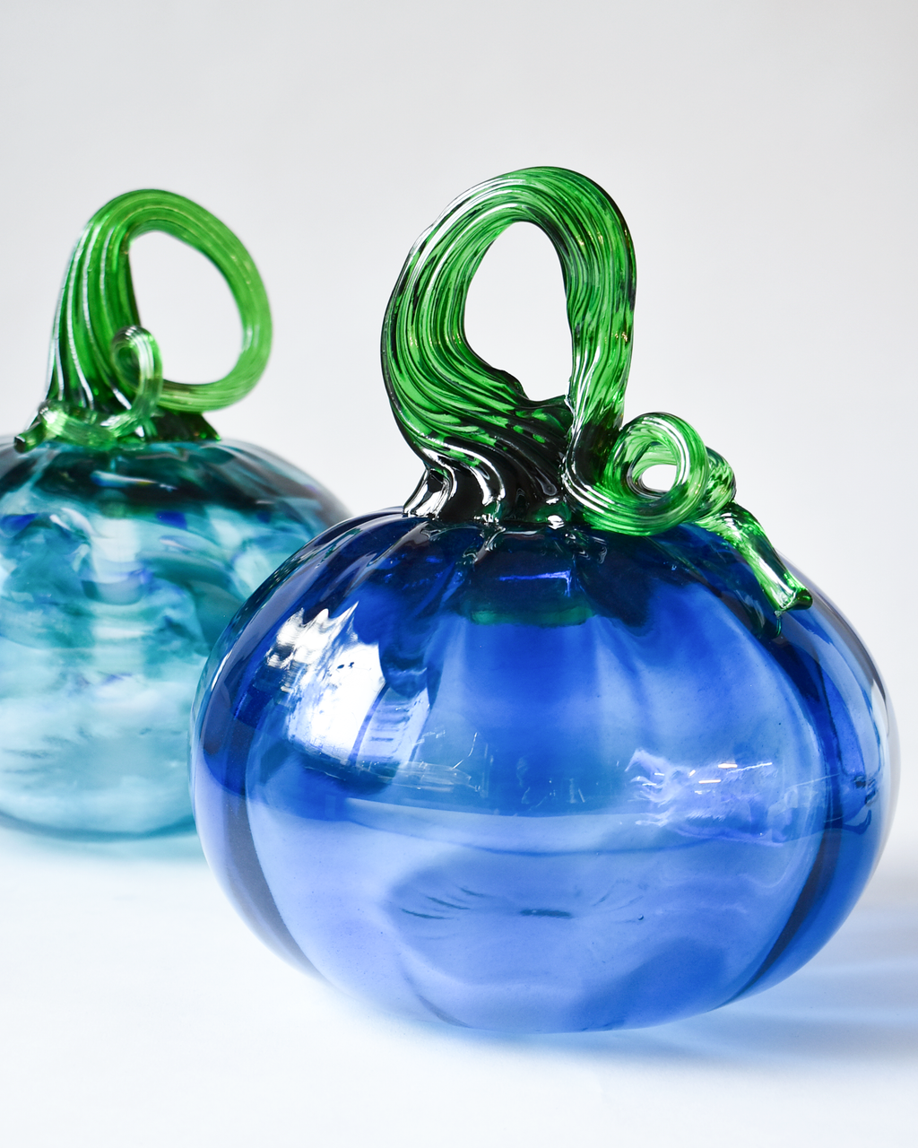 Royal Blue Blown Glass Pumpkin (L)