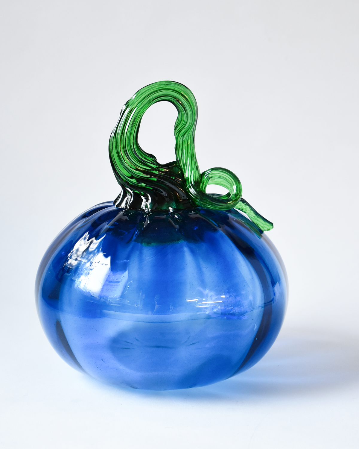 Royal Blue Blown Glass Pumpkin (L)