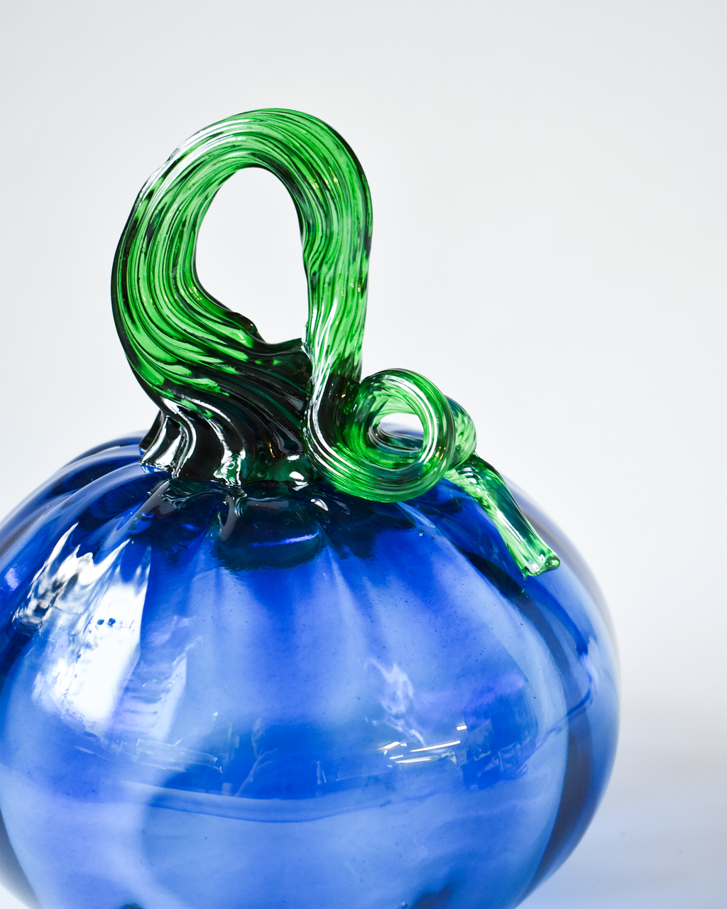 Royal Blue Blown Glass Pumpkin (L)