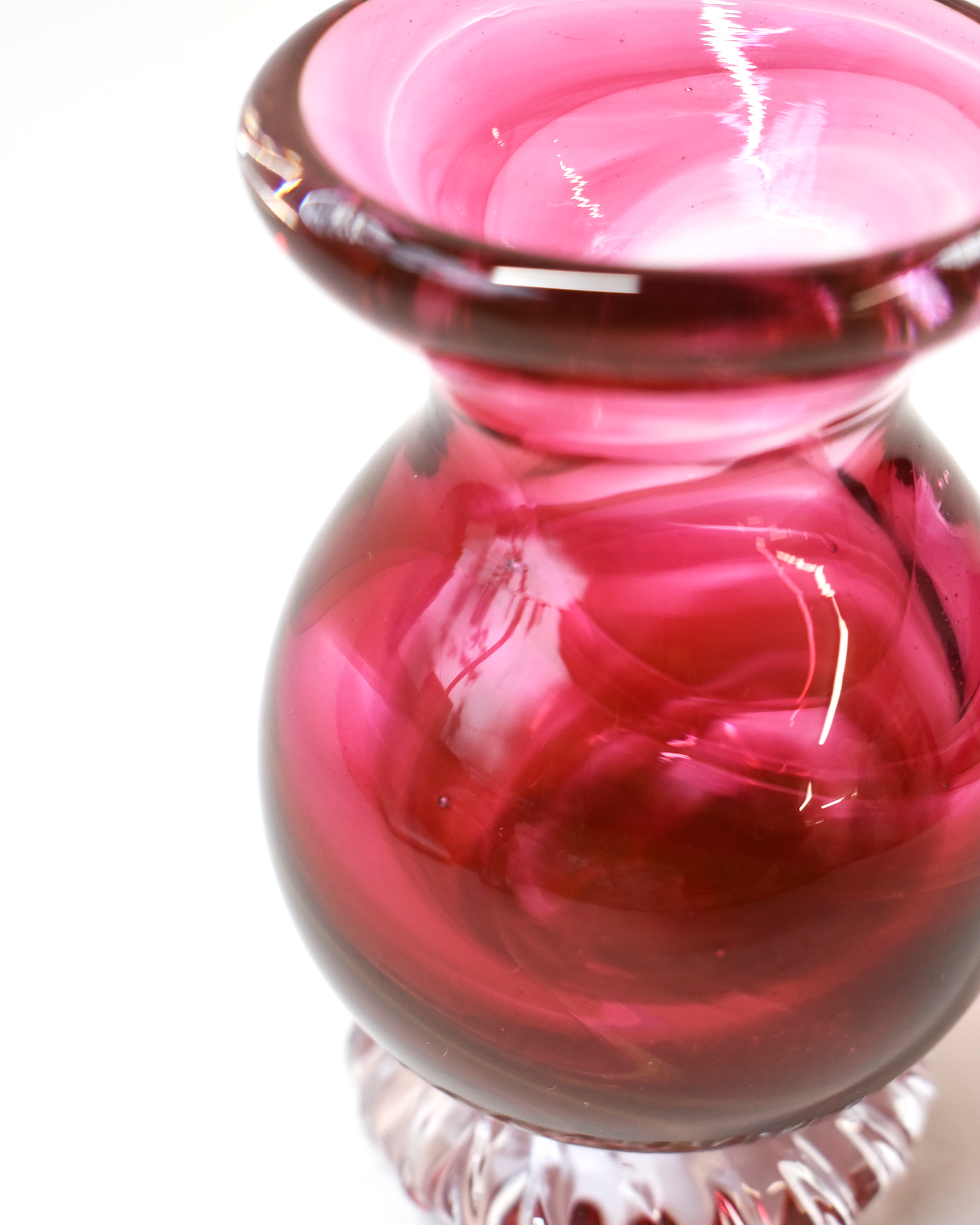 Rich Ruby Streaky Glass Ink Pot