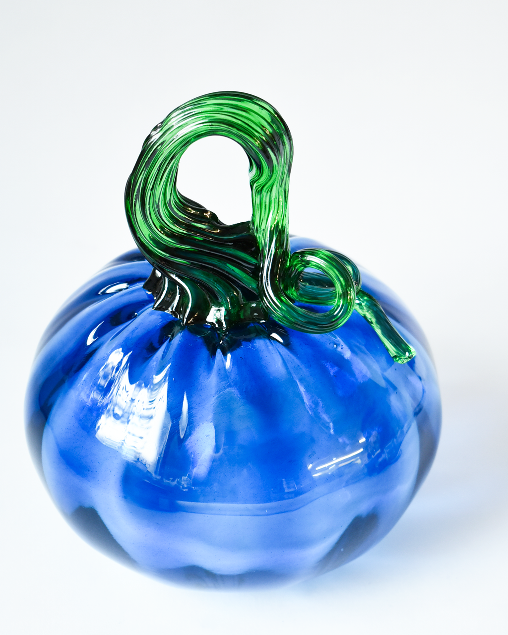 Royal Blue Blown Glass Pumpkin (L)