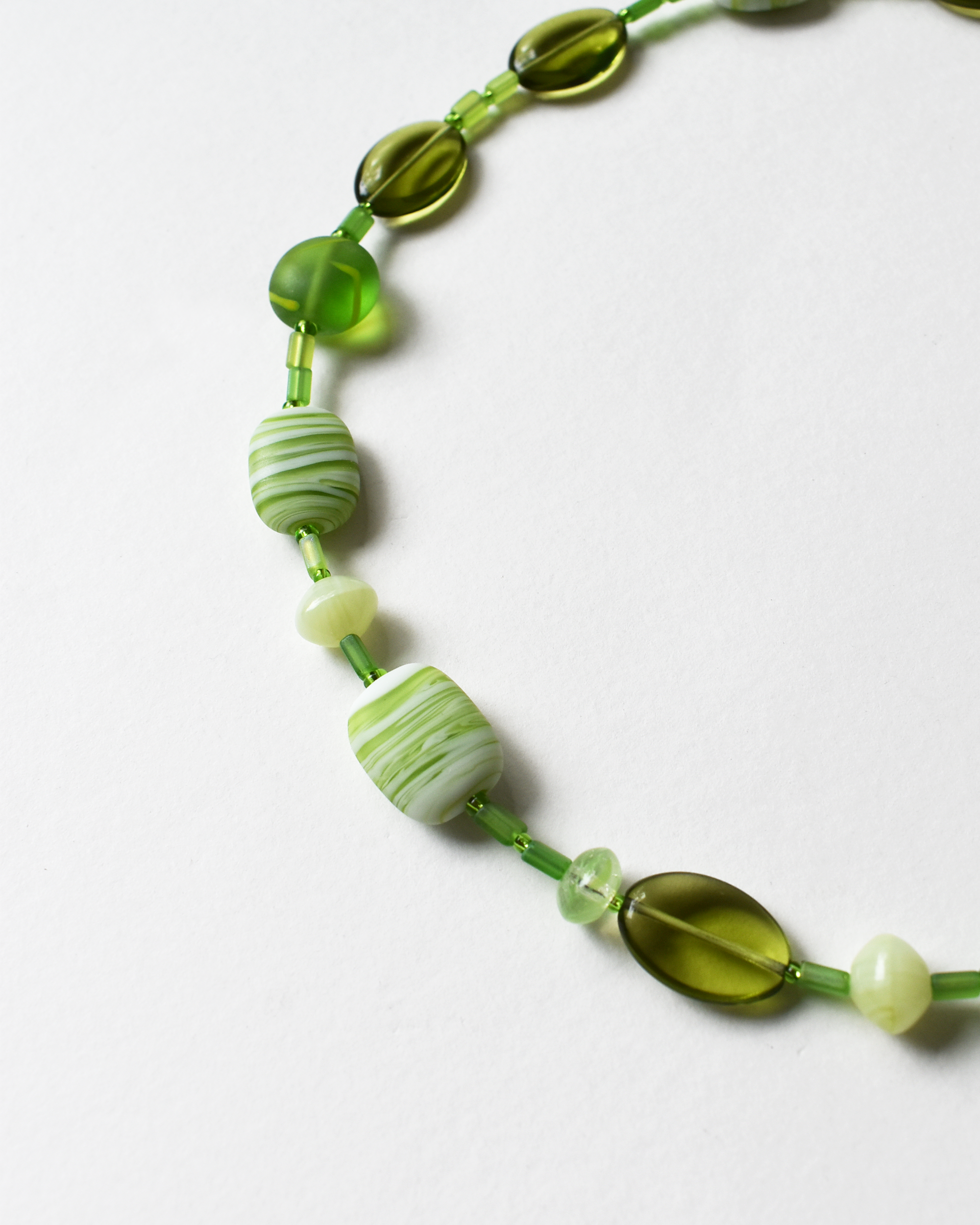 Vibrant Green Glass Bead Necklace