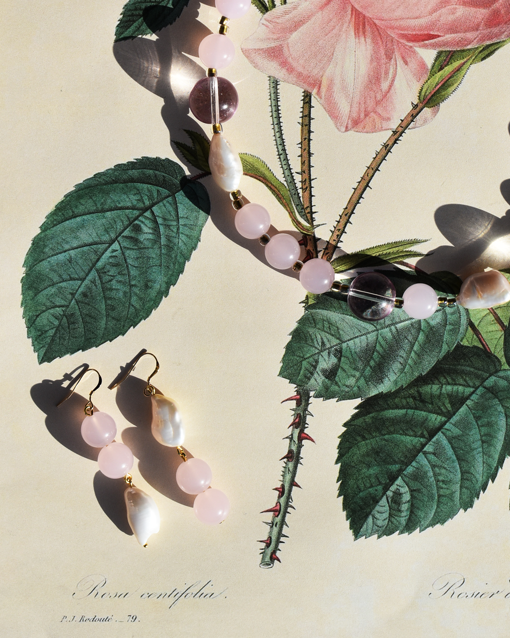 'Rose Petal Pink' Pearl Earrings