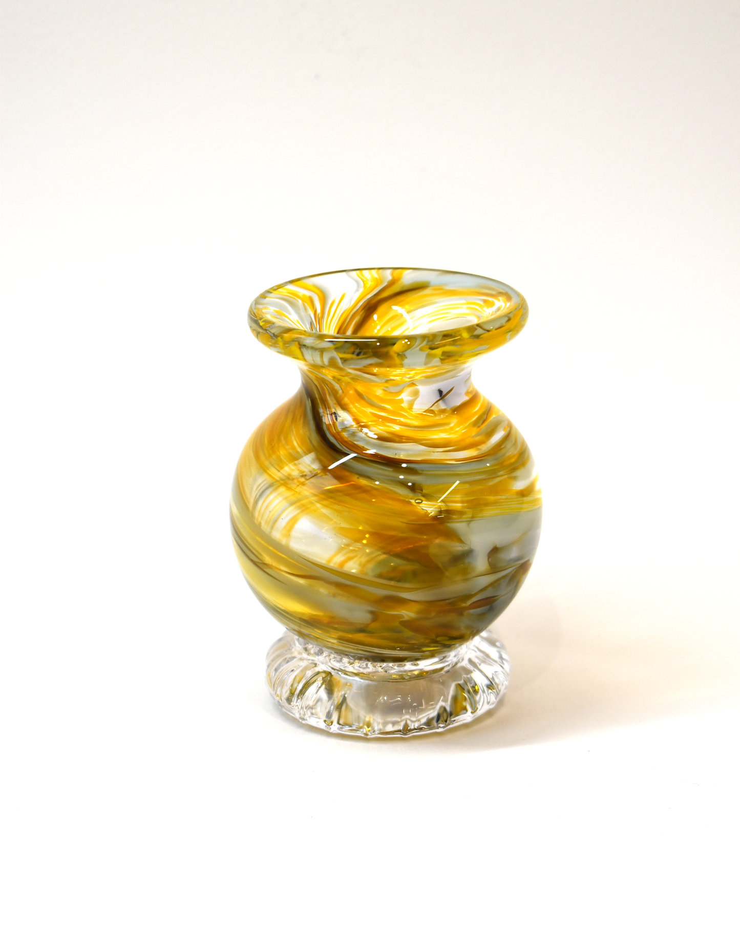 Rich Yellow Streaky Glass Ink Pot