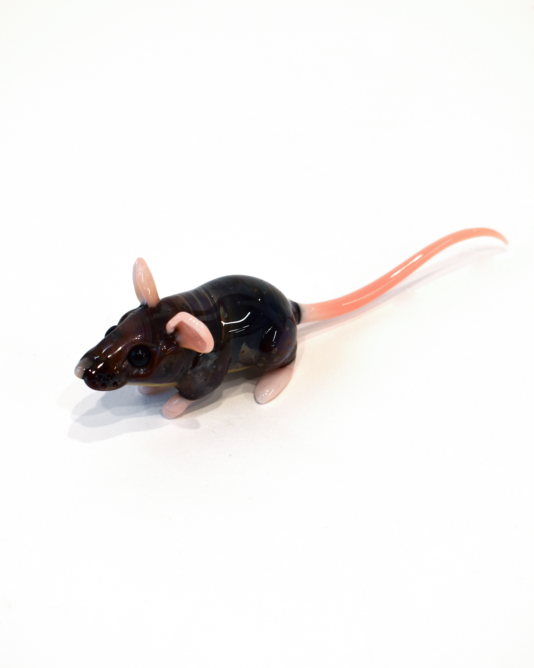 'Inquisitive Brown Mouse' Glass Sculpture