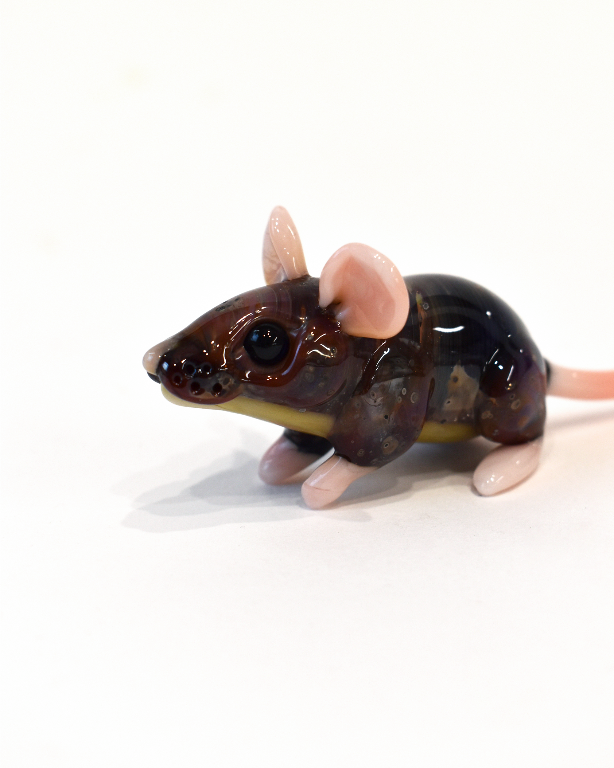 'Inquisitive Brown Mouse' Glass Sculpture