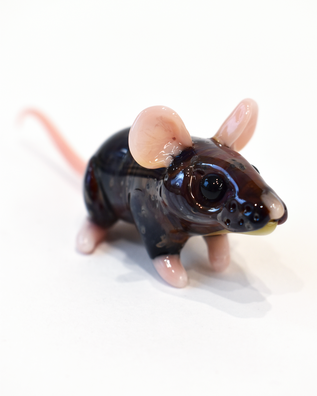 'Inquisitive Brown Mouse' Glass Sculpture