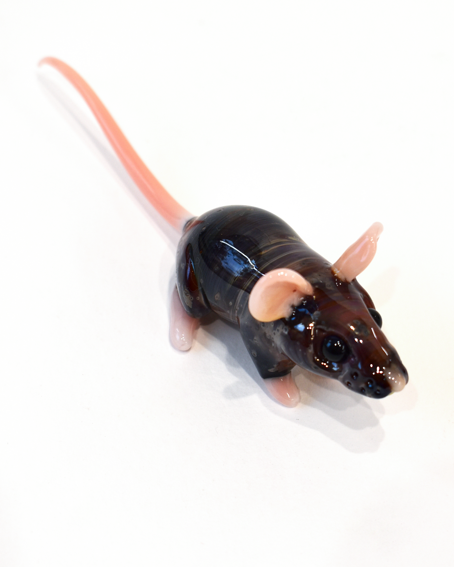 'Inquisitive Brown Mouse' Glass Sculpture