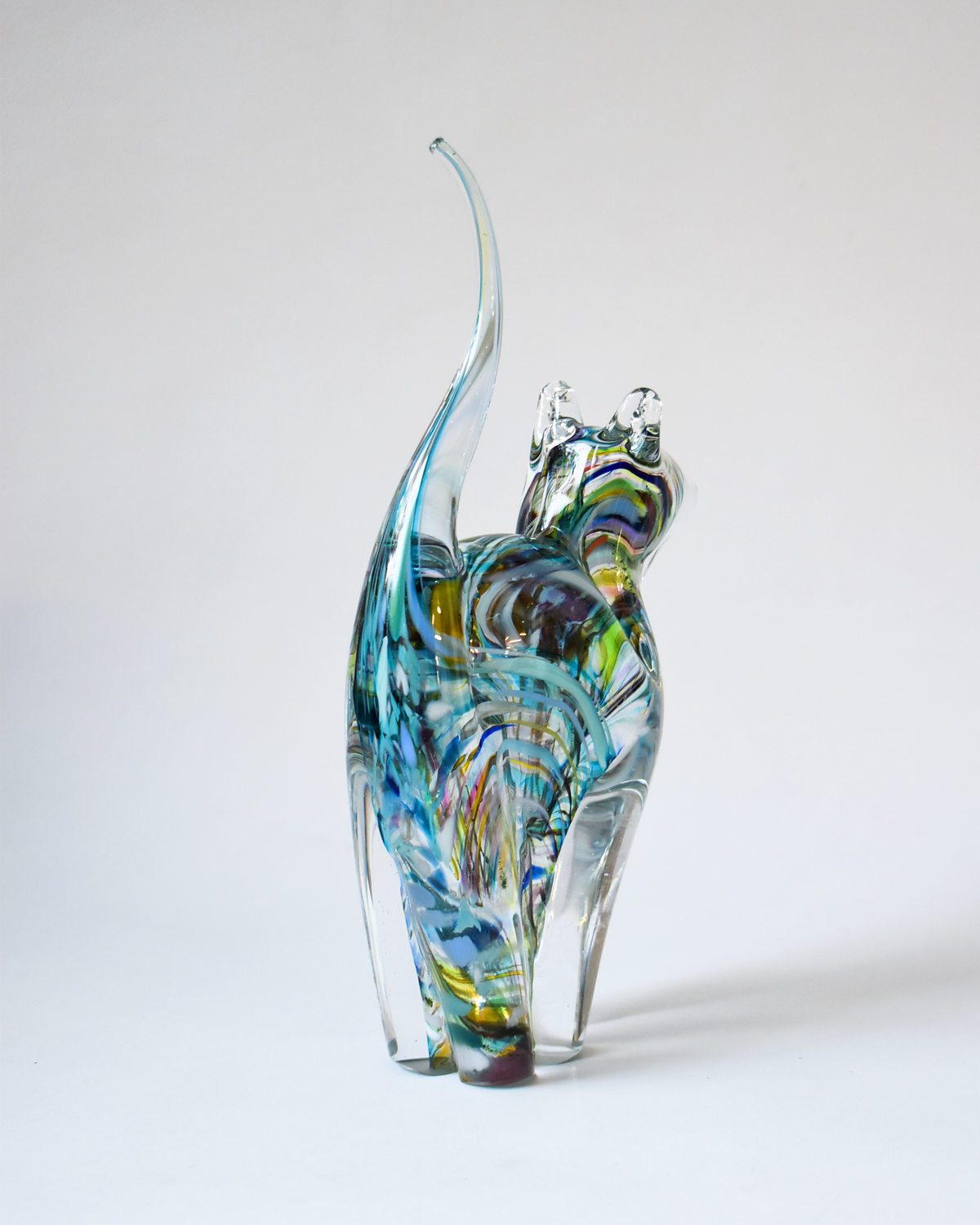 Pastel Watercolour Blown Glass Cat (L)