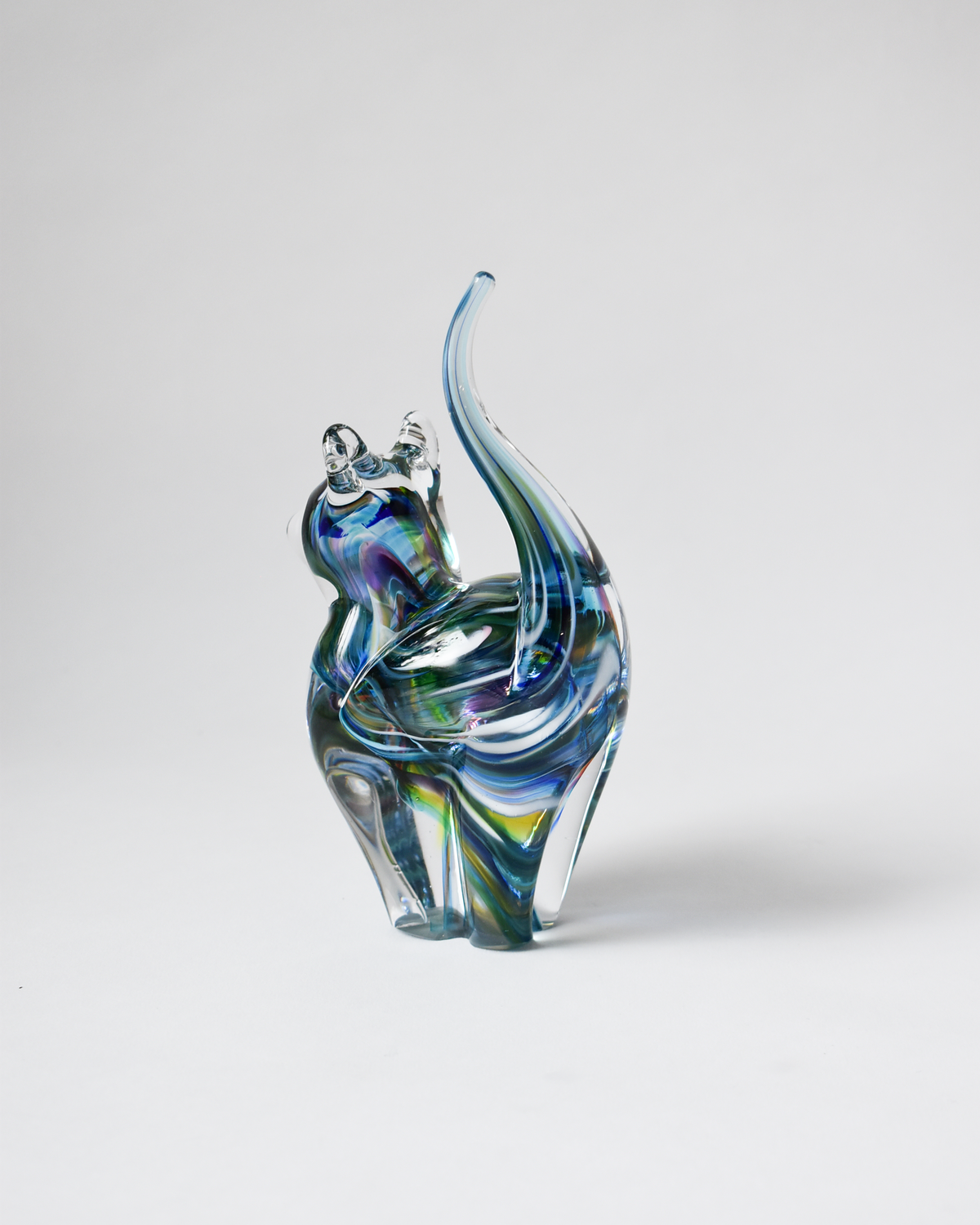 Multicoloured Pastel Blown Glass Cat (S)