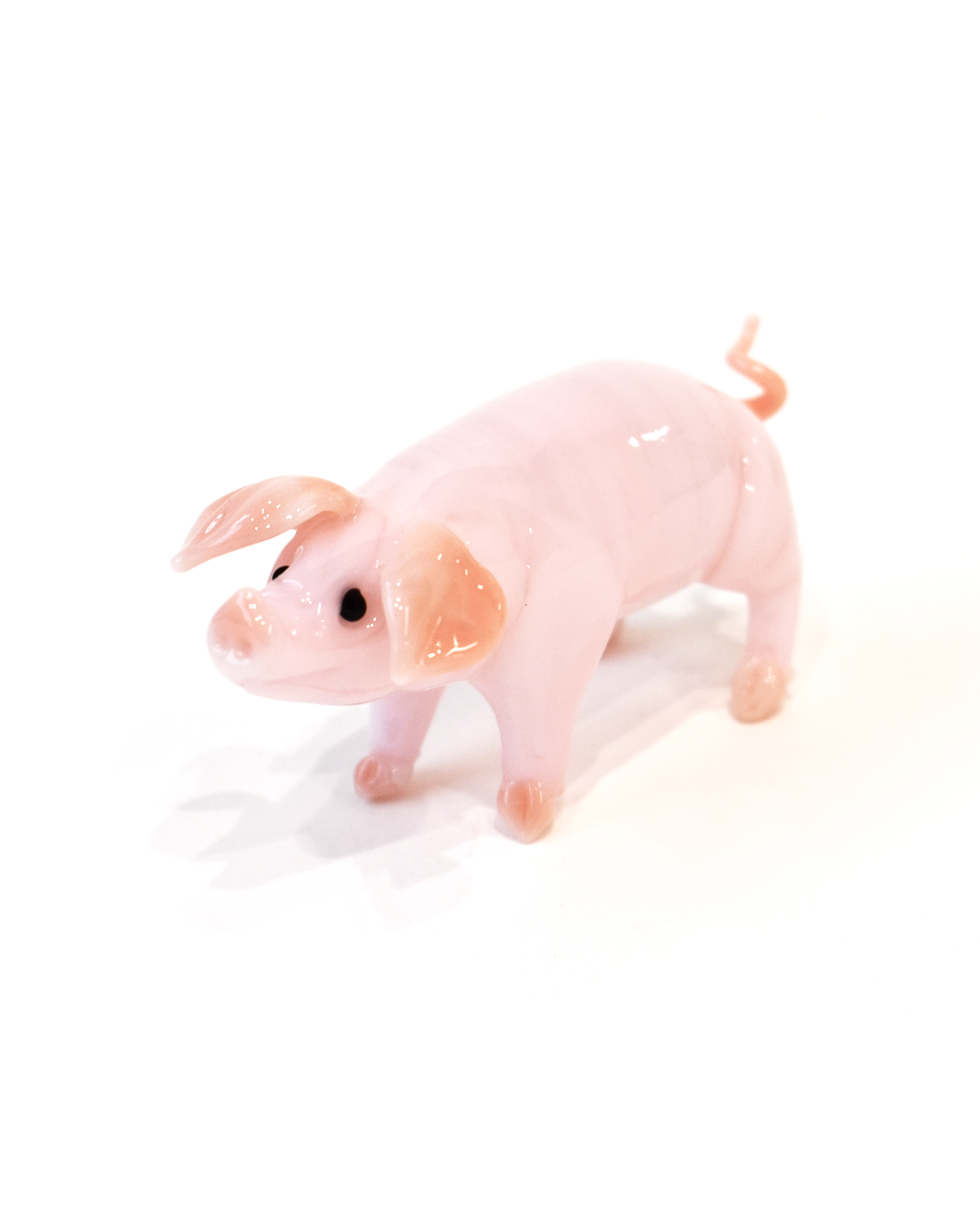 'Inquisitive Pink Piggy' Glass Sculpture