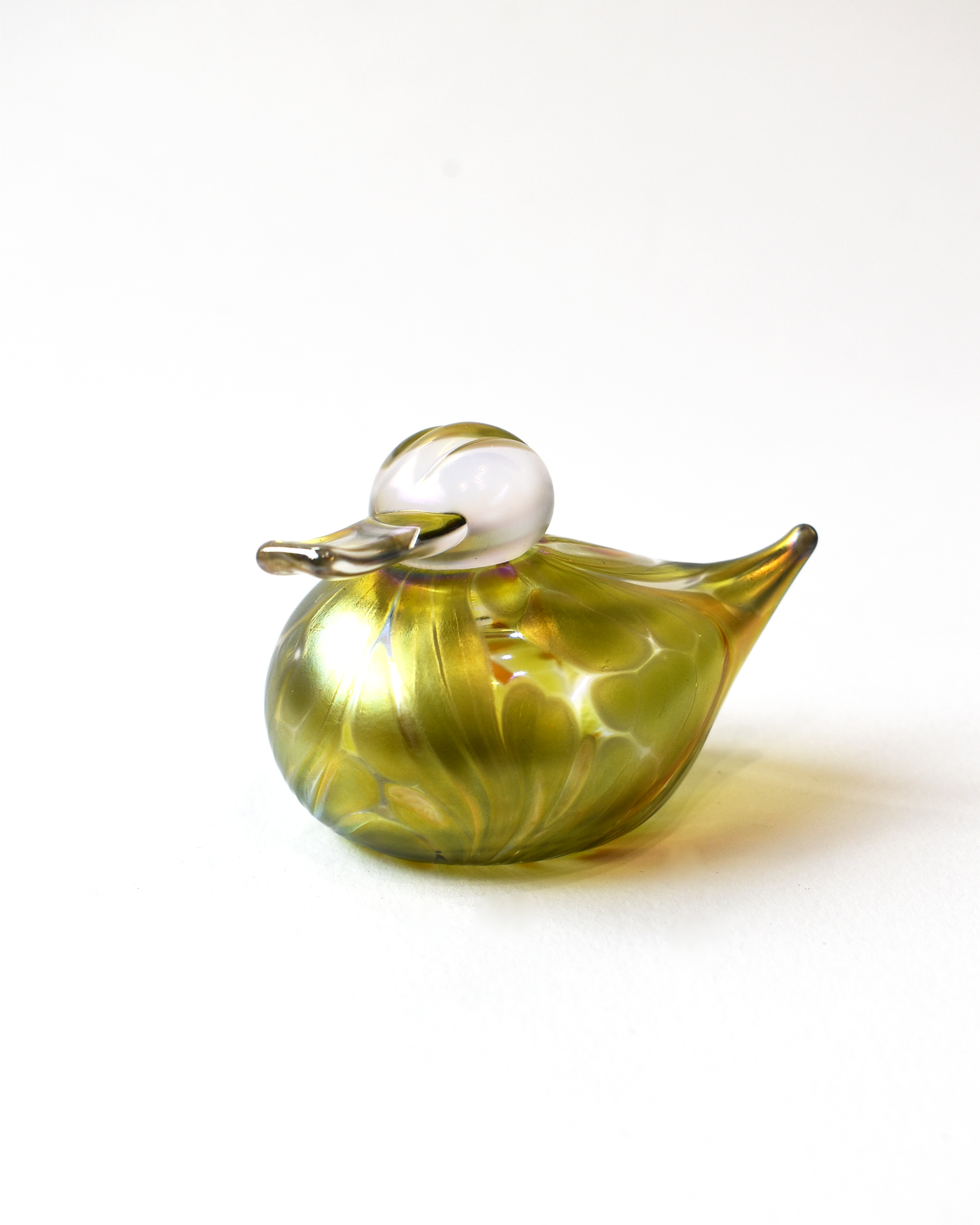 Lime Featherspray Glass Duck (L)