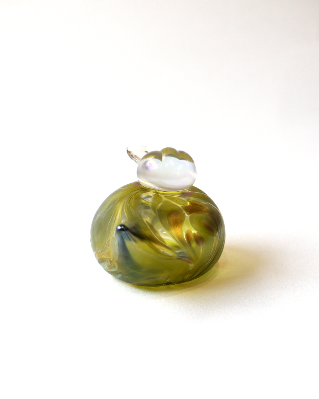 Lime Featherspray Glass Duck (L)