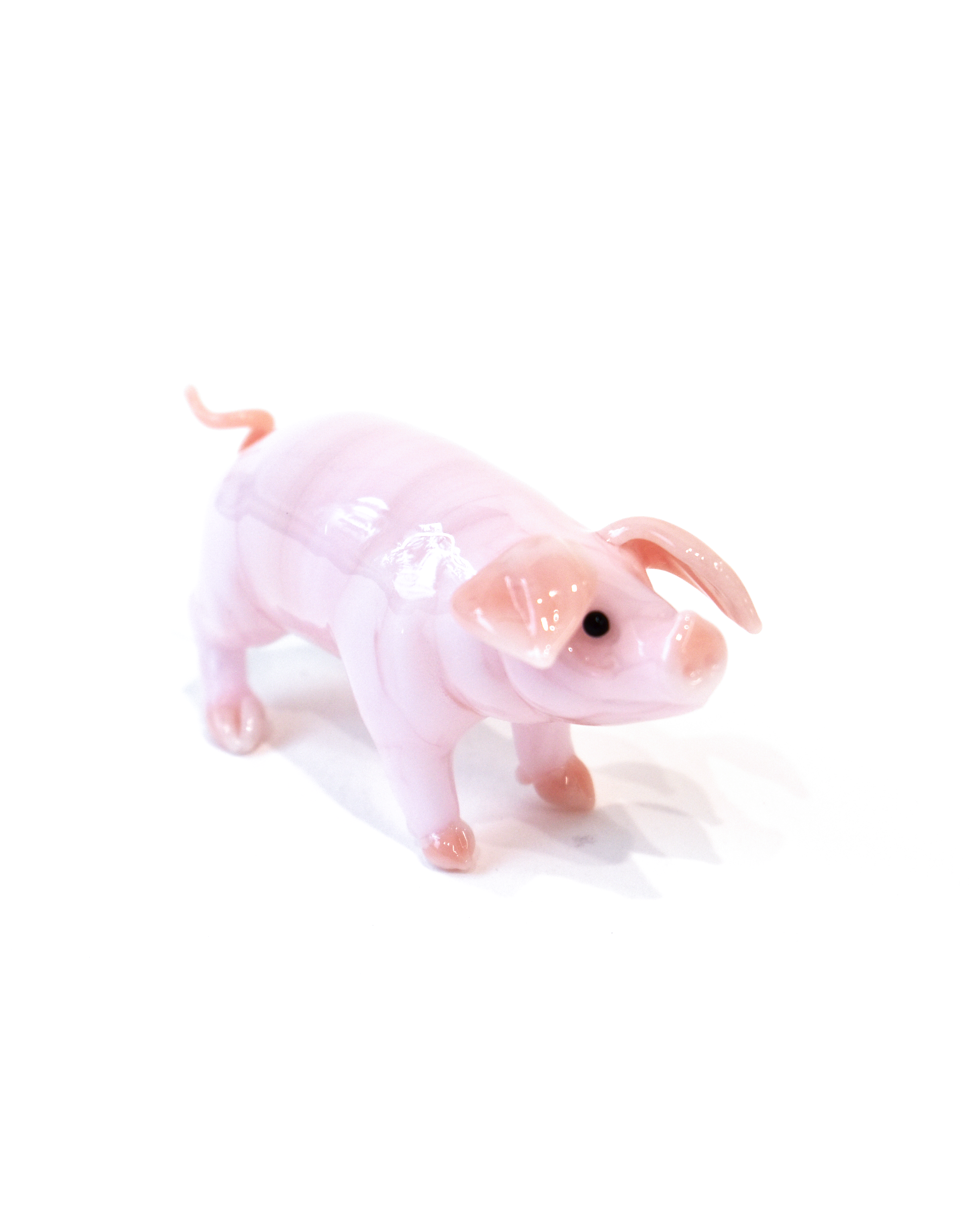 'Inquisitive Pink Piggy' Glass Sculpture