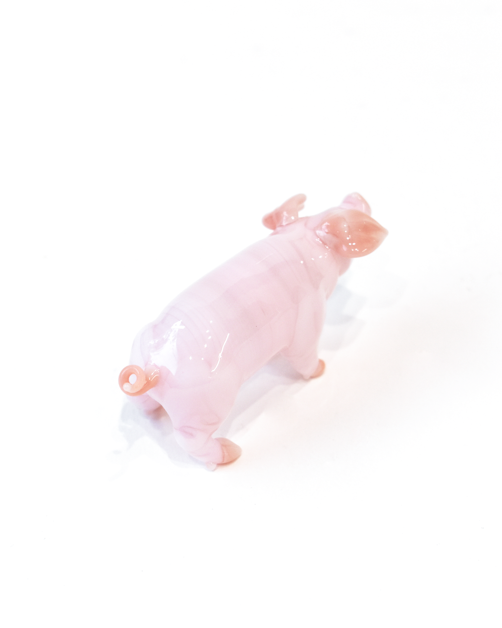 'Inquisitive Pink Piggy' Glass Sculpture
