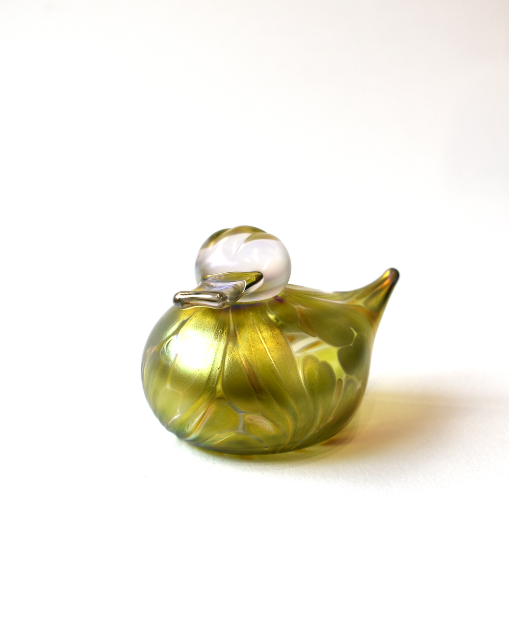 Lime Featherspray Glass Duck (L)