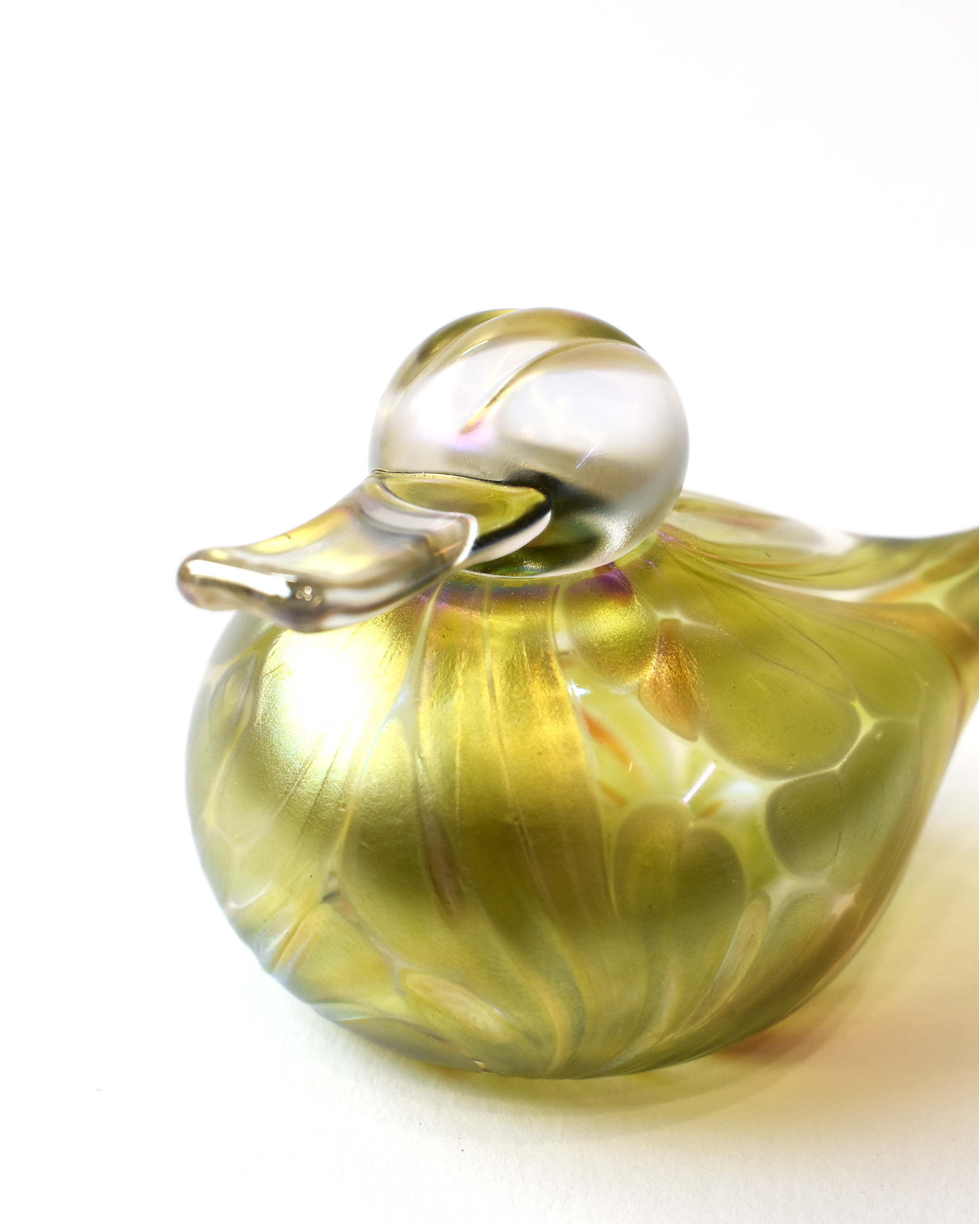 Lime Featherspray Glass Duck (L)