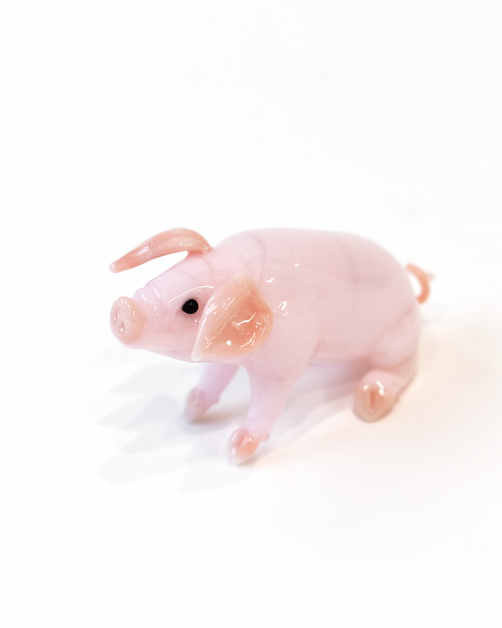 'Sitting Pink Piggy' Glass Sculpture