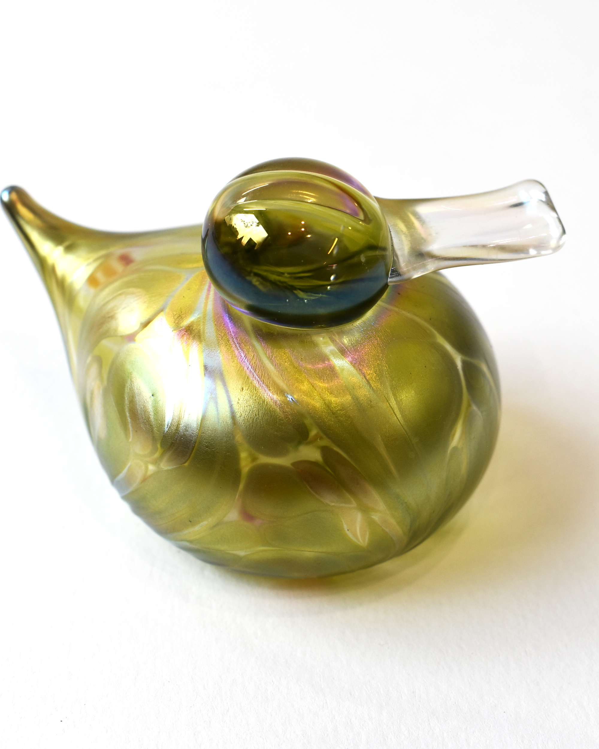 Lime Featherspray Glass Duck (L)