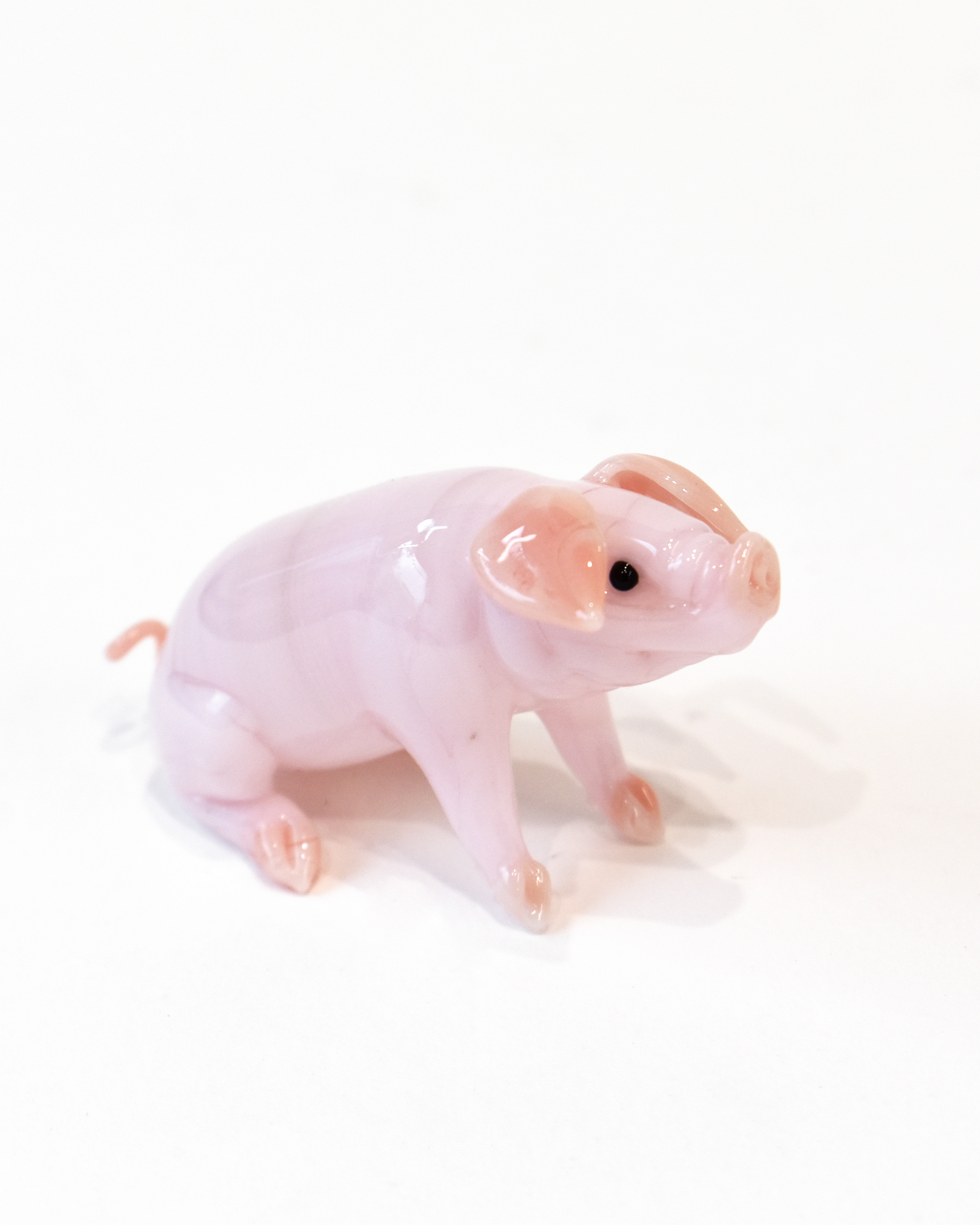 'Sitting Pink Piggy' Glass Sculpture