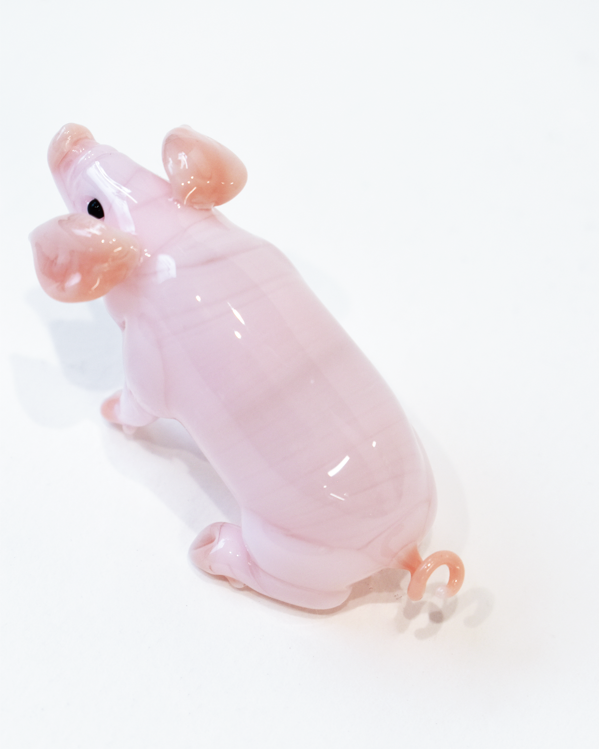 'Sitting Pink Piggy' Glass Sculpture