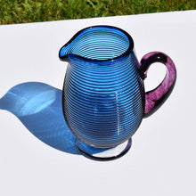 Load image into Gallery viewer, Royal Blue Spiral Glass Jug - Corley Studio Shop
