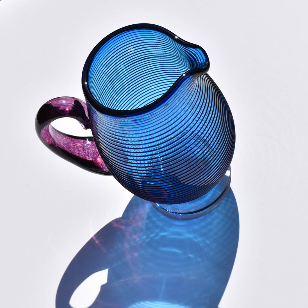 Royal Blue Spiral Glass Jug - Corley Studio Shop