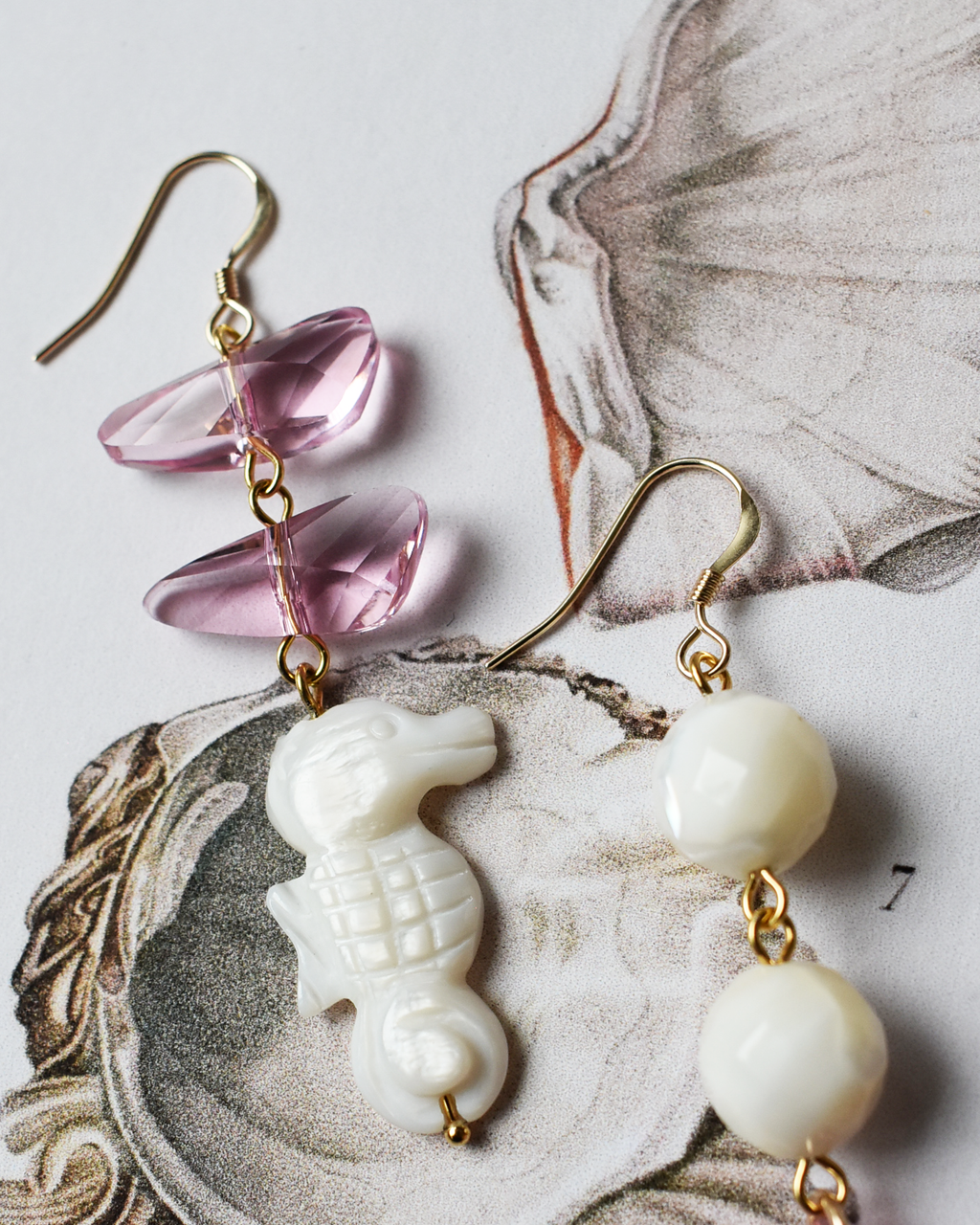 Pale Pink 'Seaside Crystal' Earrings