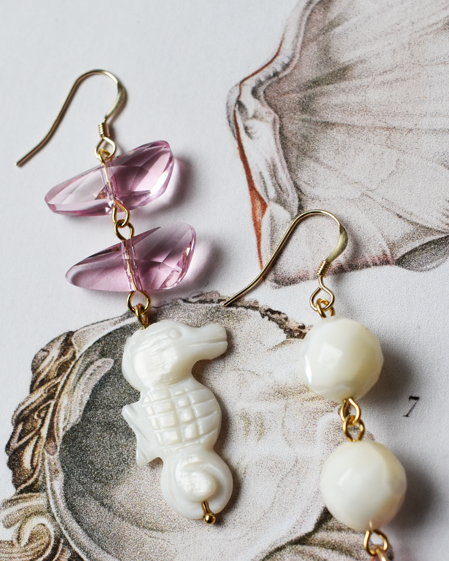 Pale Pink 'Seaside Crystal' Earrings